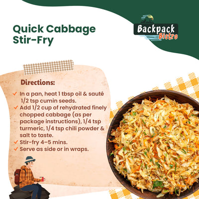 Backpack Bistro Dehydrated Finely Chopped Cabbage 8.8 oz (250 g) - Pride Of India