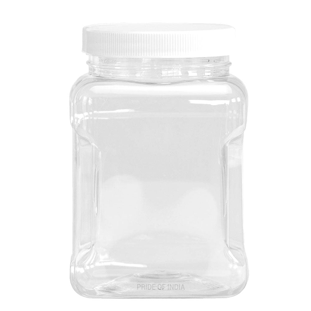 2 x Clear Plastic Jar Set Dry Food Storage Canister Container With