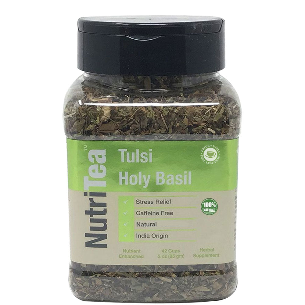 NUTRITEA Natural Tulsi Holy Basil Herbal Full Leaf Tea Caffeine Free