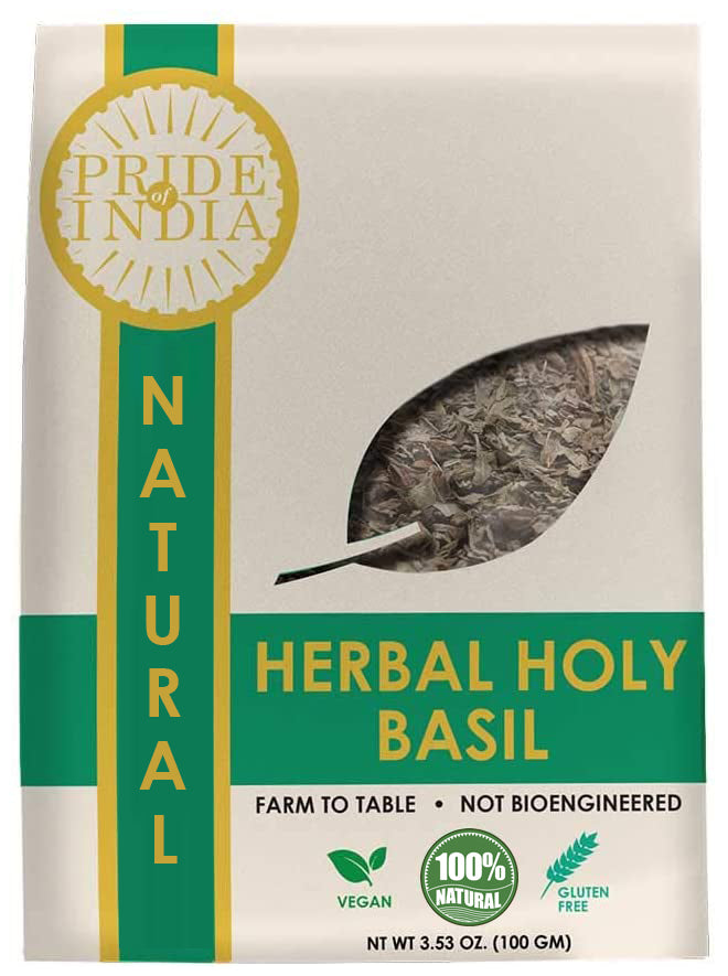 NUTRITEA Natural Tulsi Holy Basil Herbal Full Leaf Tea Caffeine Free